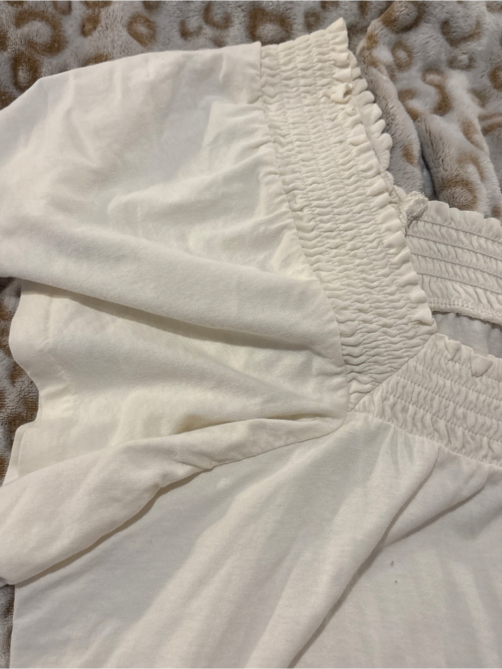 J. Crew Cream Smocked Square-Neck Top - Picture 3 of 4